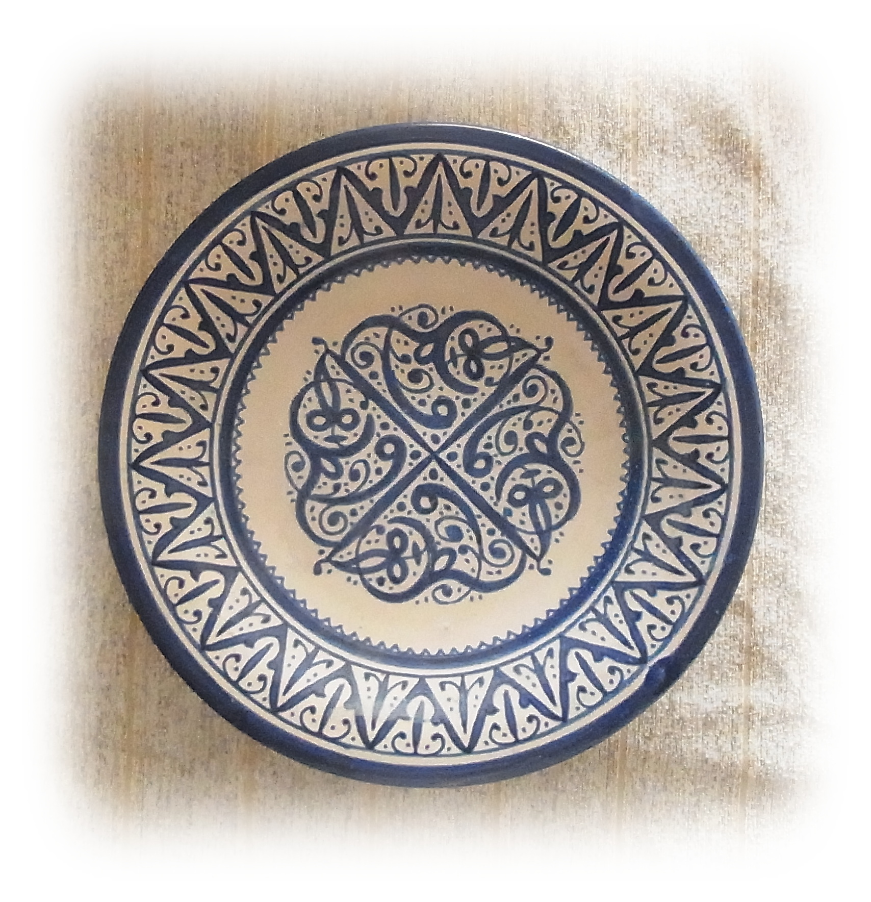 Fes-blue ceramic plate hand made in Fes