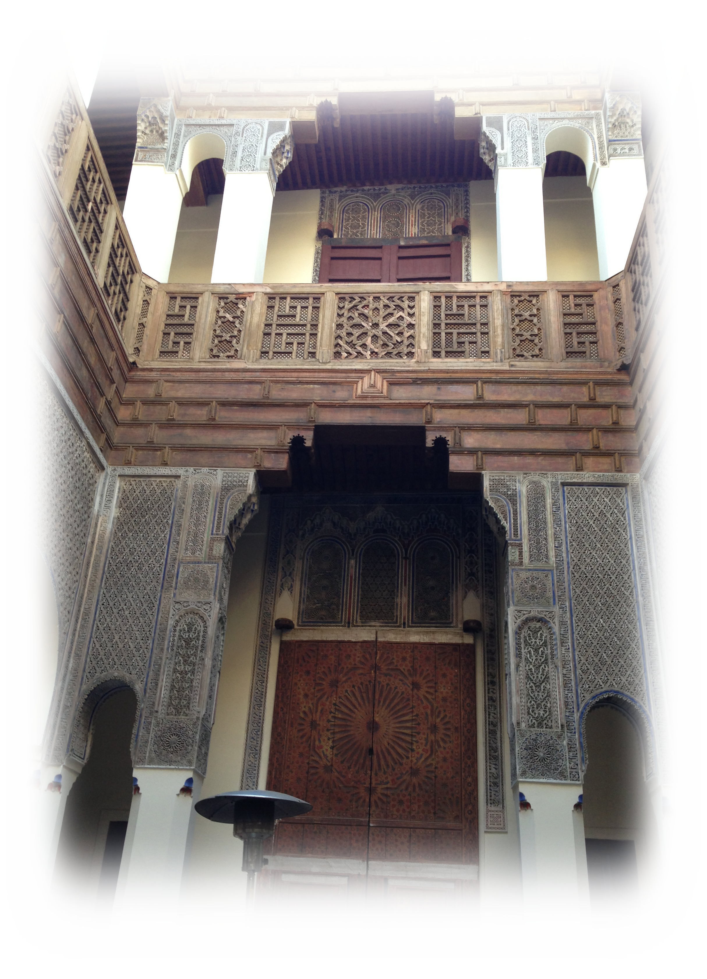 The hall view of Dar Bensoda in the atrium to the second floor.